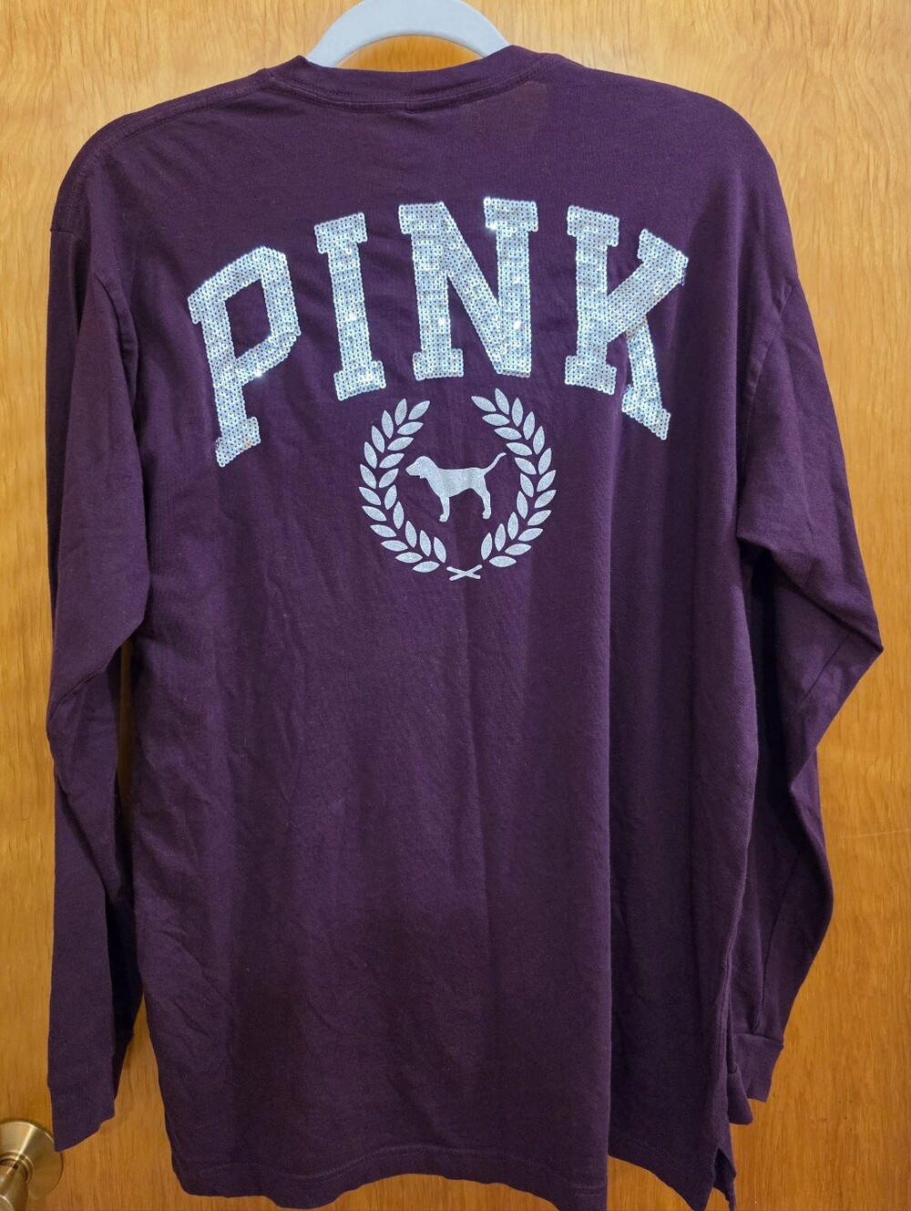PINK Victoria's Secret Long Sleeve Logo Shirt - Deep Plum